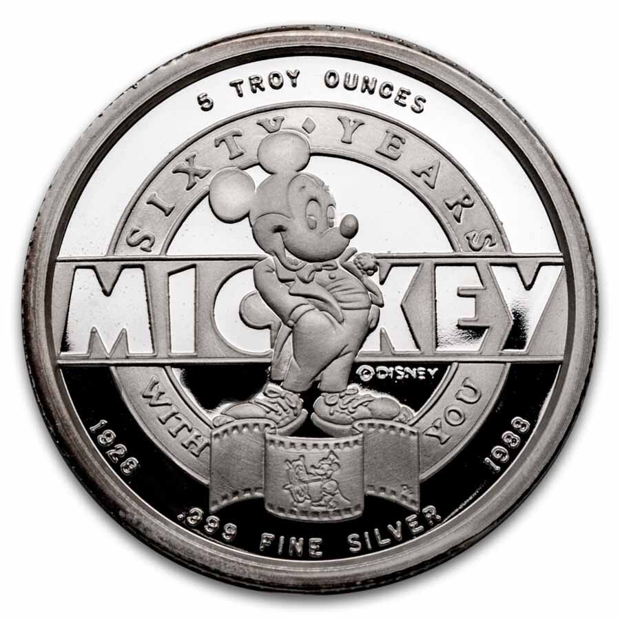 5 oz Silver Round - Mickey Mouse 60 Yrs Ambassador of Peace (Box)