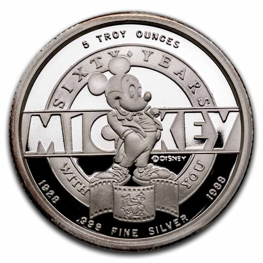5 oz Silver Round - Mickey Mouse 60 Yrs Leader of the Band (Box)