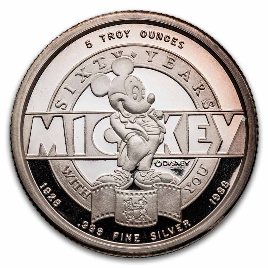 5 oz Silver Round - Mickey Mouse 60 Yrs Mouse of All Trades Box