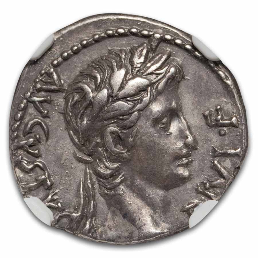 Roman AR Denarius Augustus (27 BC-14 AD) Ch XF NGC (RIC I 199)