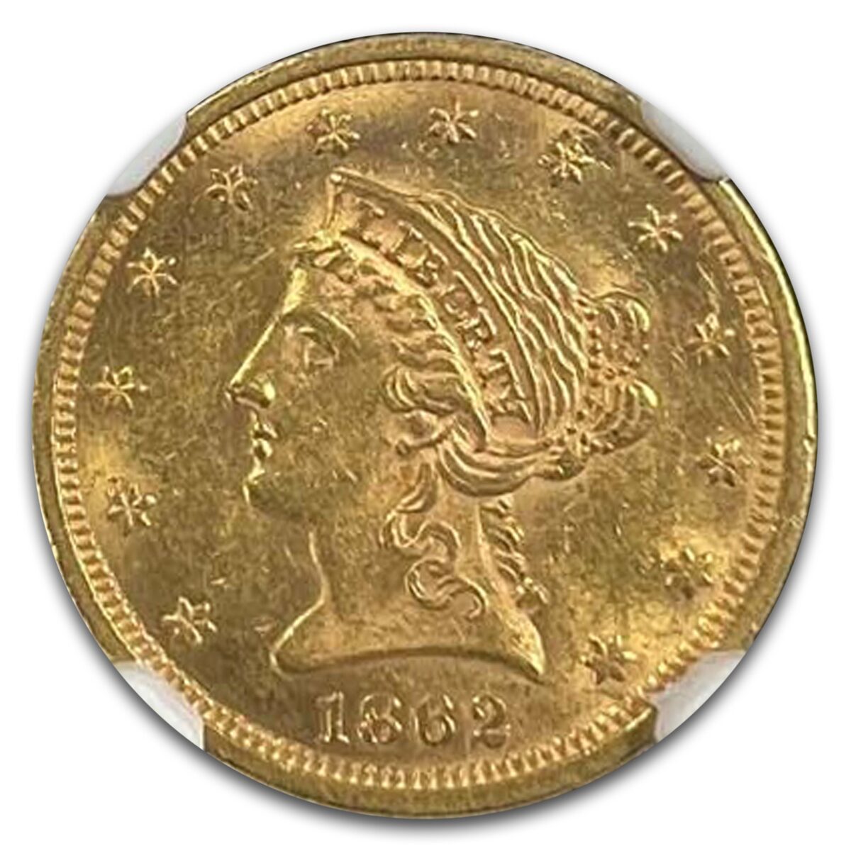 1862 $2.50 Liberty Gold Quarter Eagle MS-62 NGC