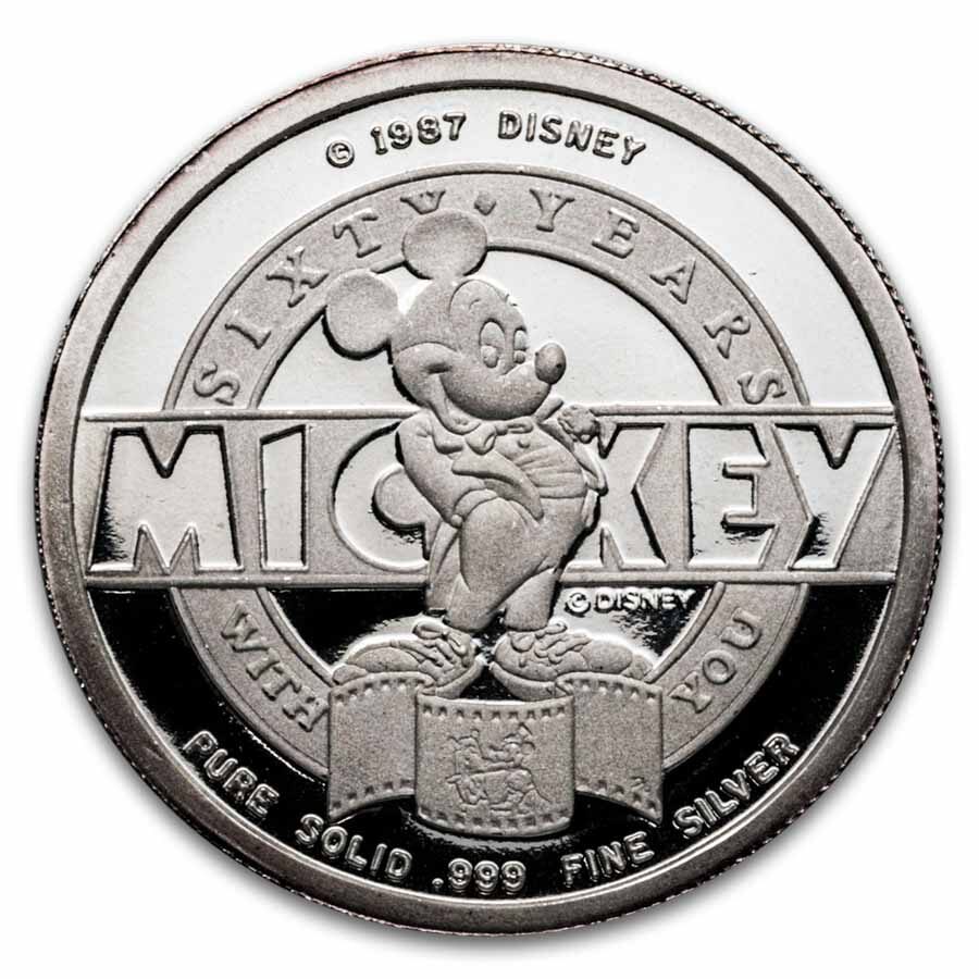 1/4 oz Silver Round - Mickey Mouse 60 Yrs Mickey Mouse Club (Box)