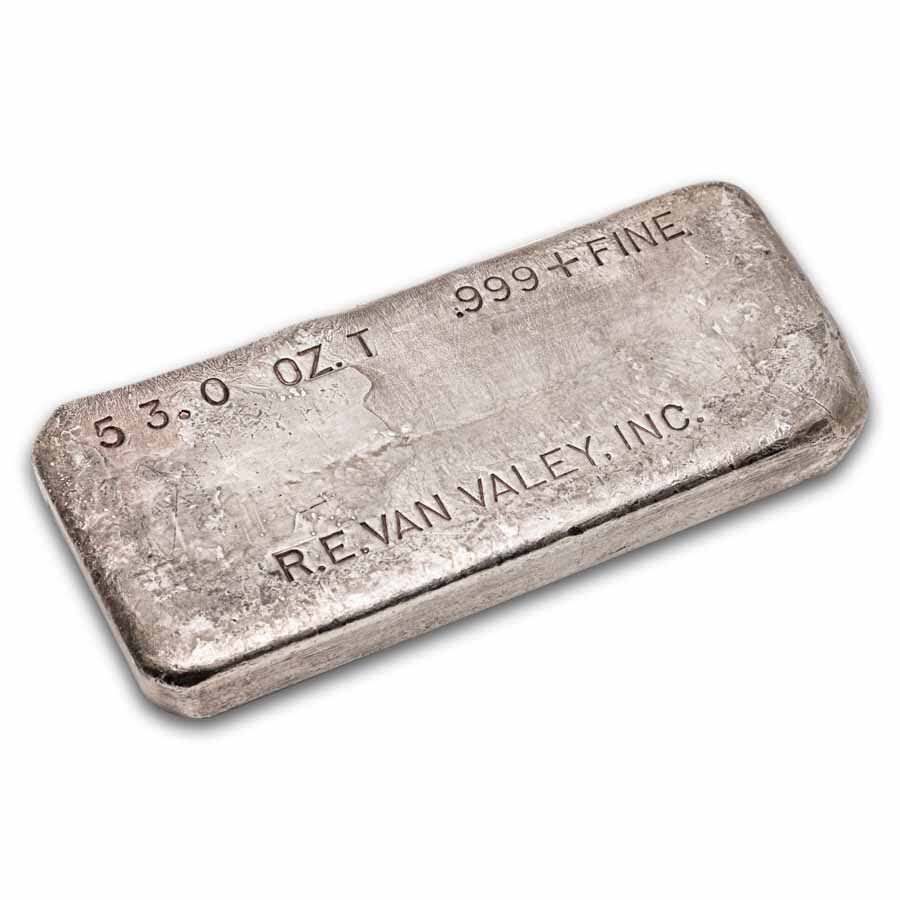 53 oz Silver Bar - Vintage R.E. Van Valey Inc.