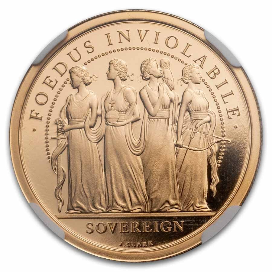 2022 Alderney Gold Sovereign Elizabeth II Four Graces PF-70 NGC