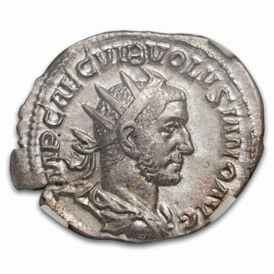Roman Empire AR Double Denarius Volusian (251-253 AD) AU NGC