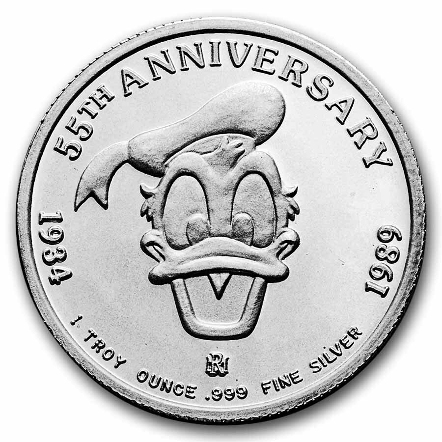 1990 1 oz Silver - Donald Duck - Personality Plus w/Box & COA
