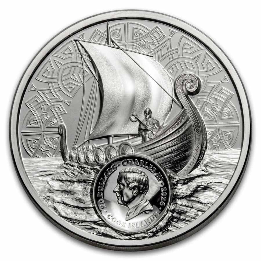 2026 Cook Islands 3 oz Silver Savage Vikings Proof (w/ Box & COA)