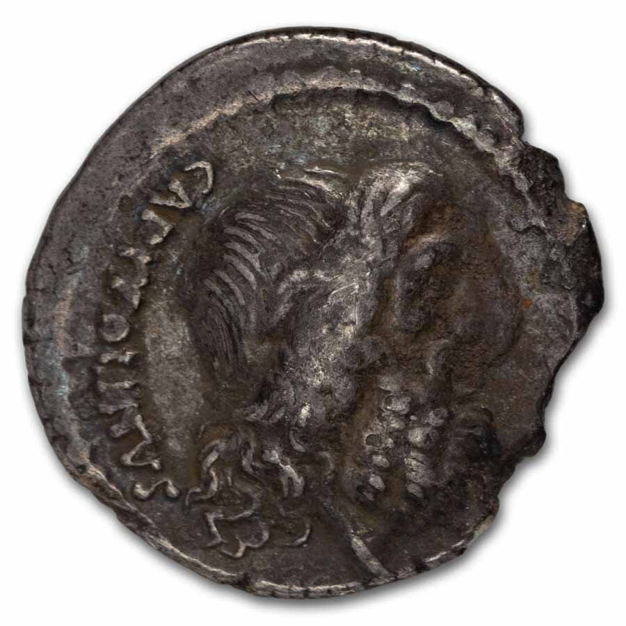 Roman AR Denarius Petillius Capitolinus (43 BC) VF (Cr-487/2a)