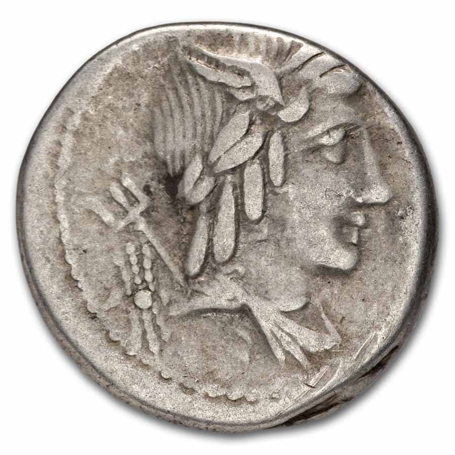 Roman Rep. Denarius L. Julius Bursio (85 BC) Fine (Cr-352/1a)