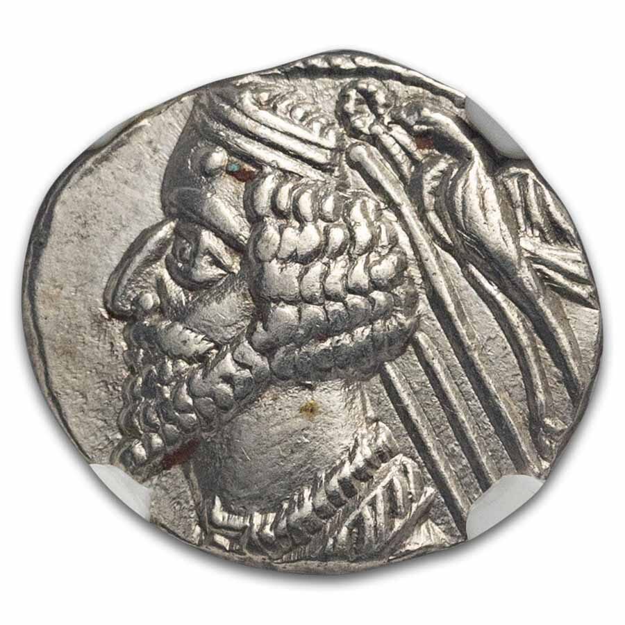 Parthian Empire AR Silver Drachm Phraates IV (38-2 BC) XF NGC