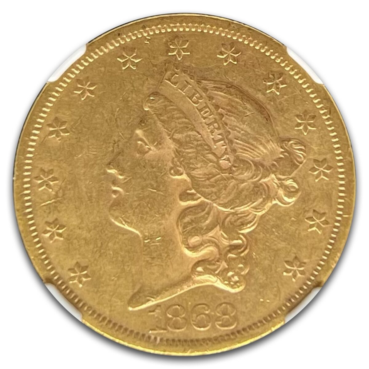 1868 $20 Liberty Gold Double Eagle AU-53 NGC