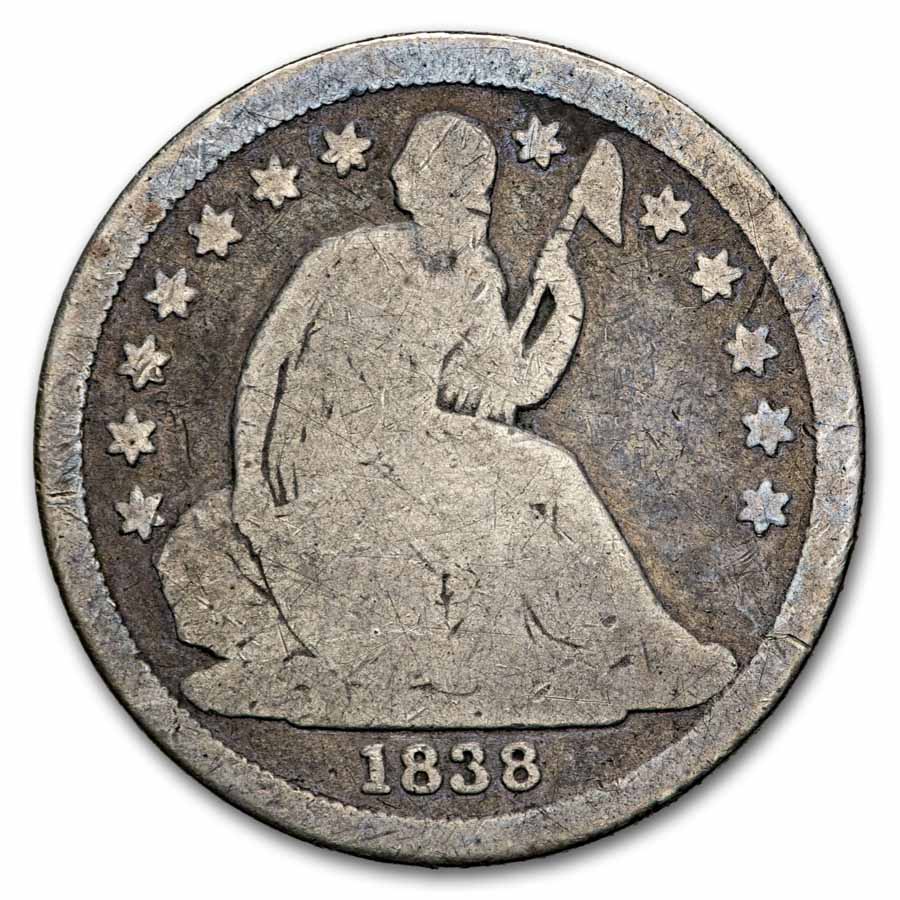 1838 Liberty Seated Dime Large Stars Good