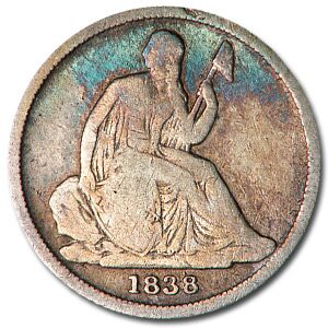 1838-O Liberty Seated Dime VG (No Stars)