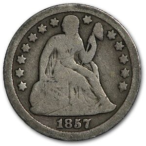 1857 Liberty Seated Dime Good