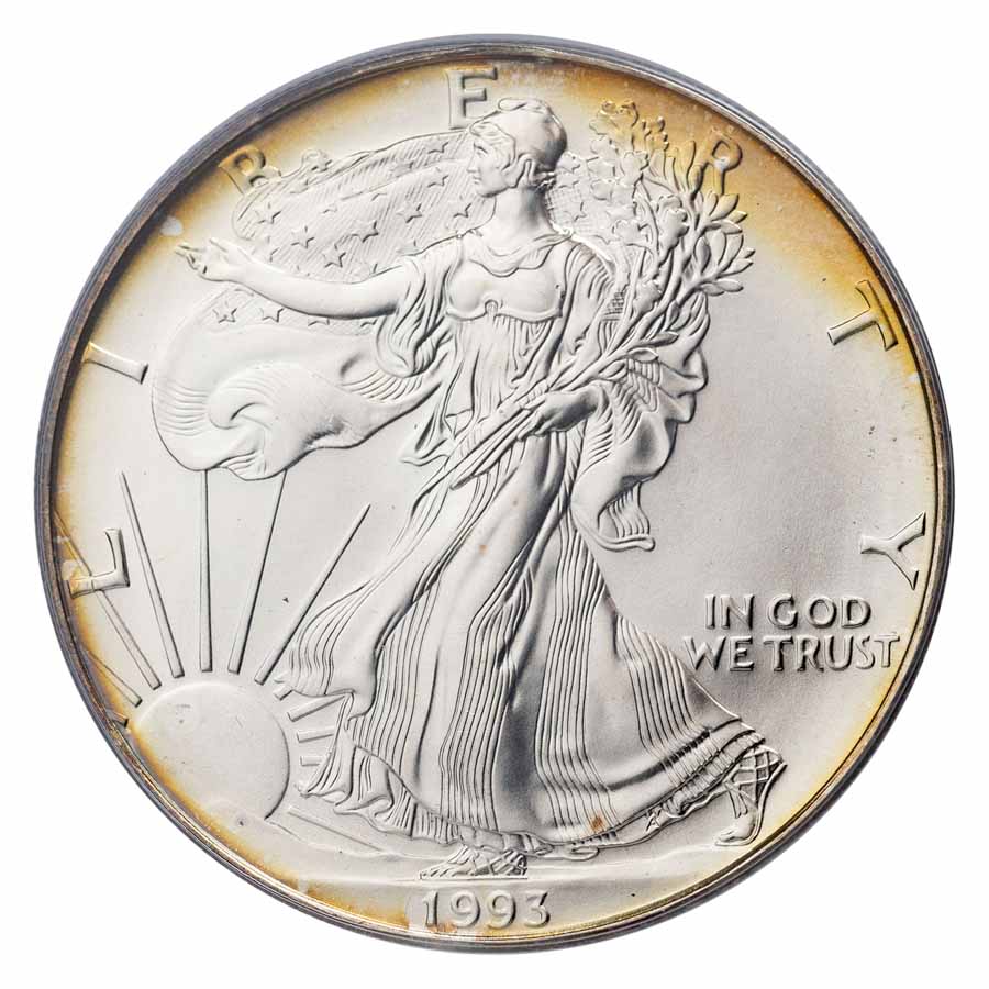 1993 American Silver Eagle MS-67 PCGS (Reverse Toning)