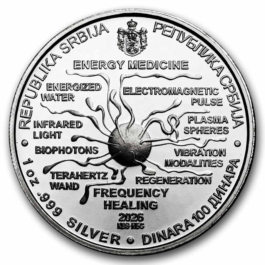 2026 Serbia 1 oz Proof Silver Tesla: Energy Medicine