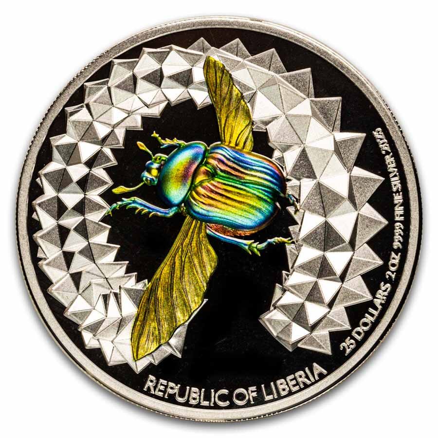 2025 Liberia 2 oz Silver Éntoma: Scarabeo (w/ Box & COA)