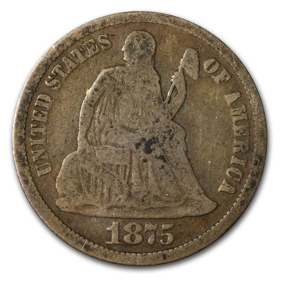 1875 Liberty Seated Dime VG
