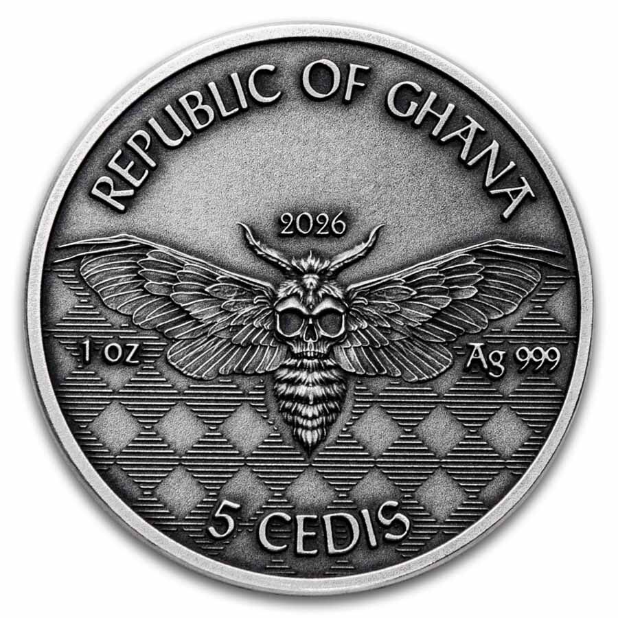 2026 Republic of Ghana 1 Oz Silver Antique Memento Mori: Pilot