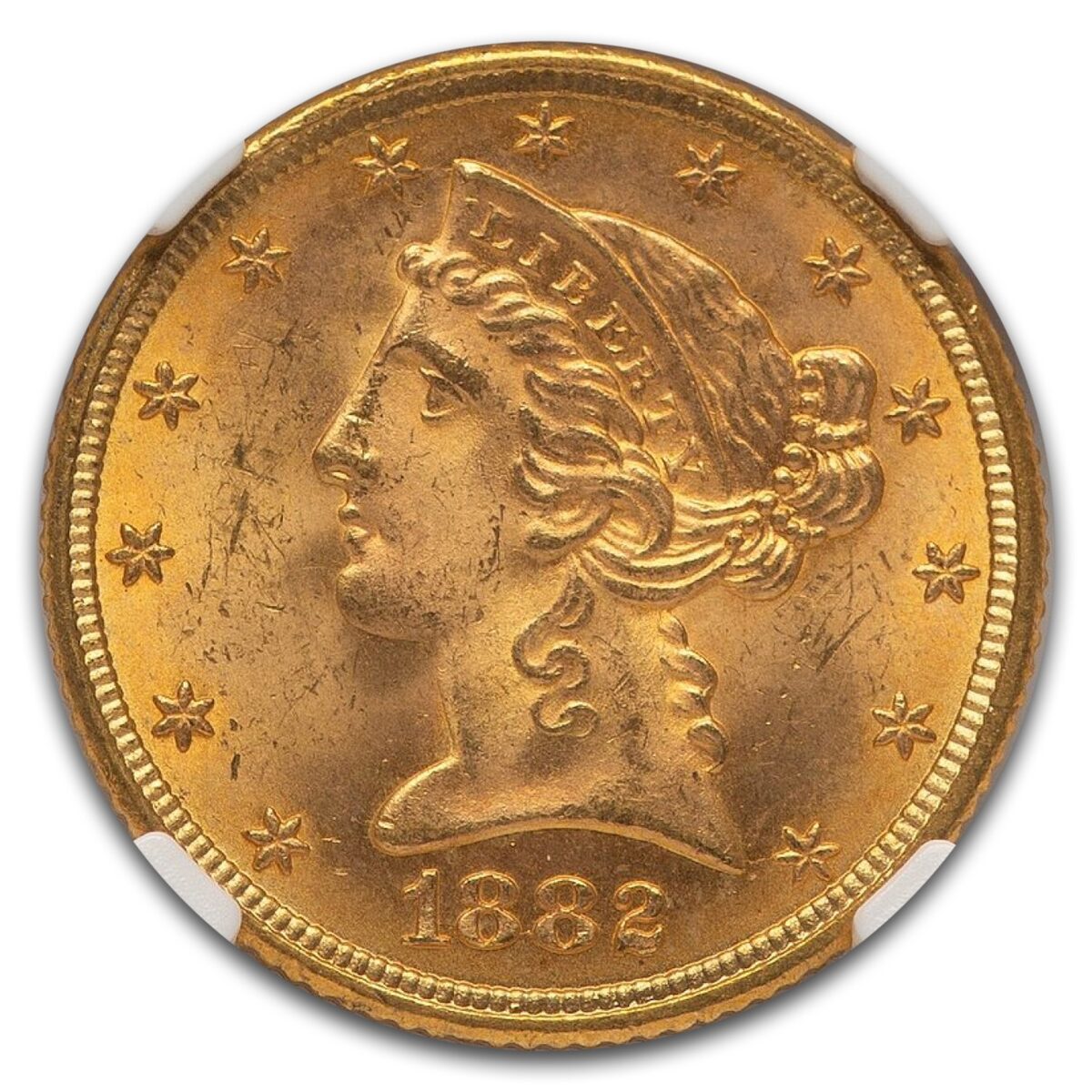 1882 $5 Liberty Gold Half Eagle MS-65+ NGC