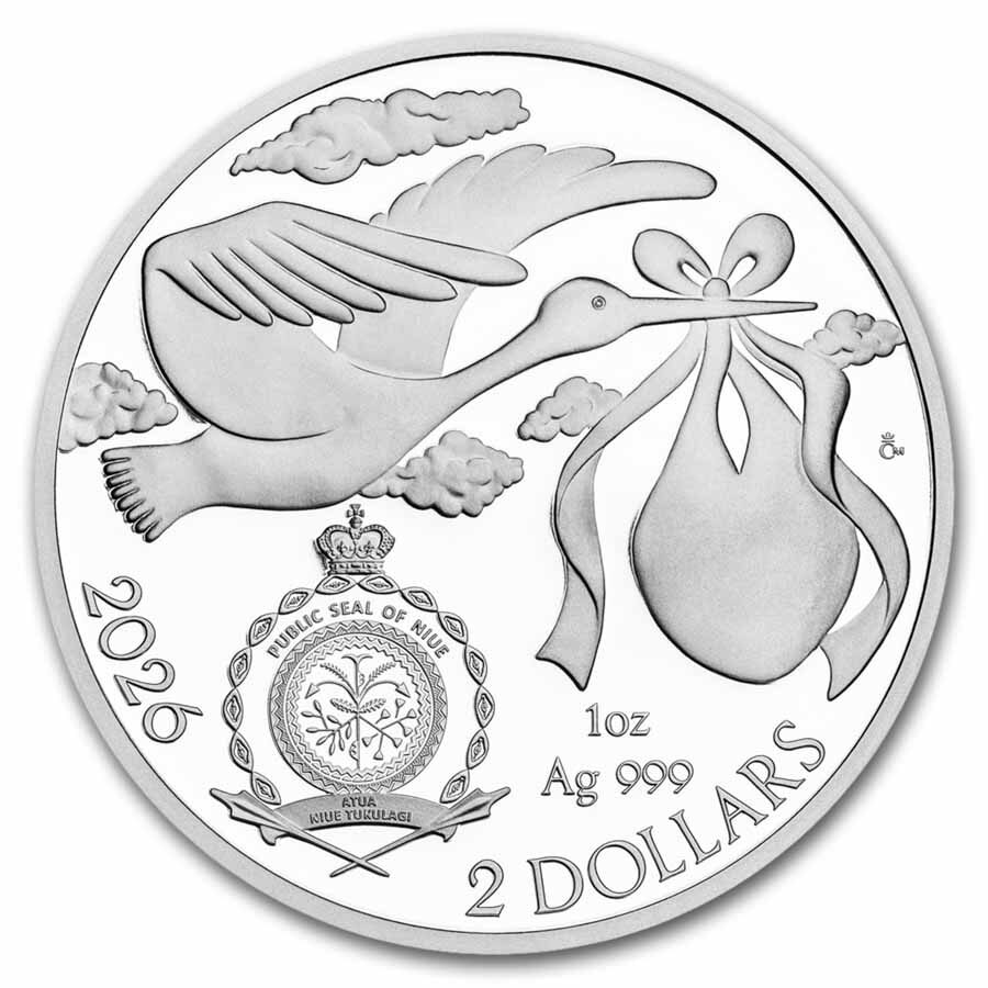 2026 Niue 1 oz Silver Proof Crystal Coin: Hello Baby