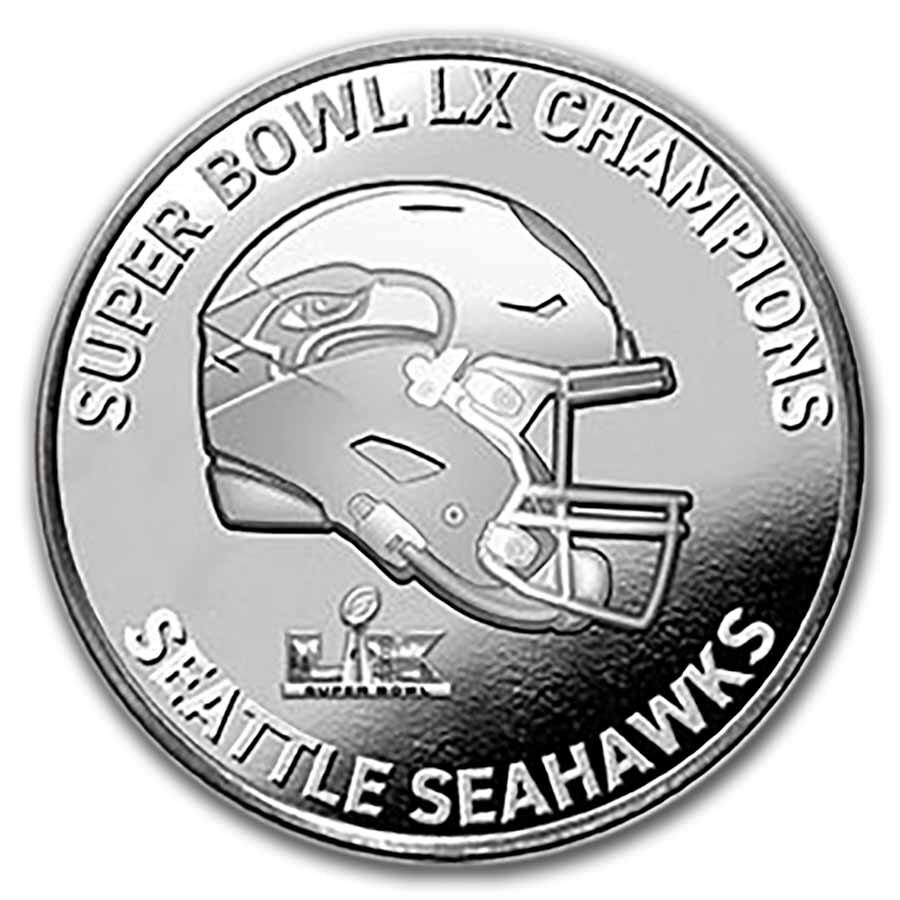 Super Bowl LX 1 oz Silver Champions Coin: Seattle Seahawks