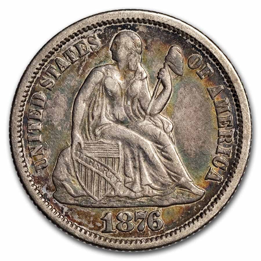 1876 Liberty Seated Dime XF