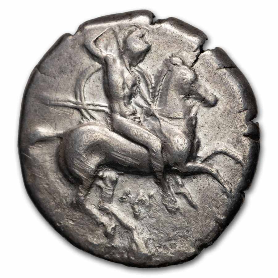 Calabria Tarentum AR Stater Rider (334-330 BC) Ch XF (Vlasto-595)