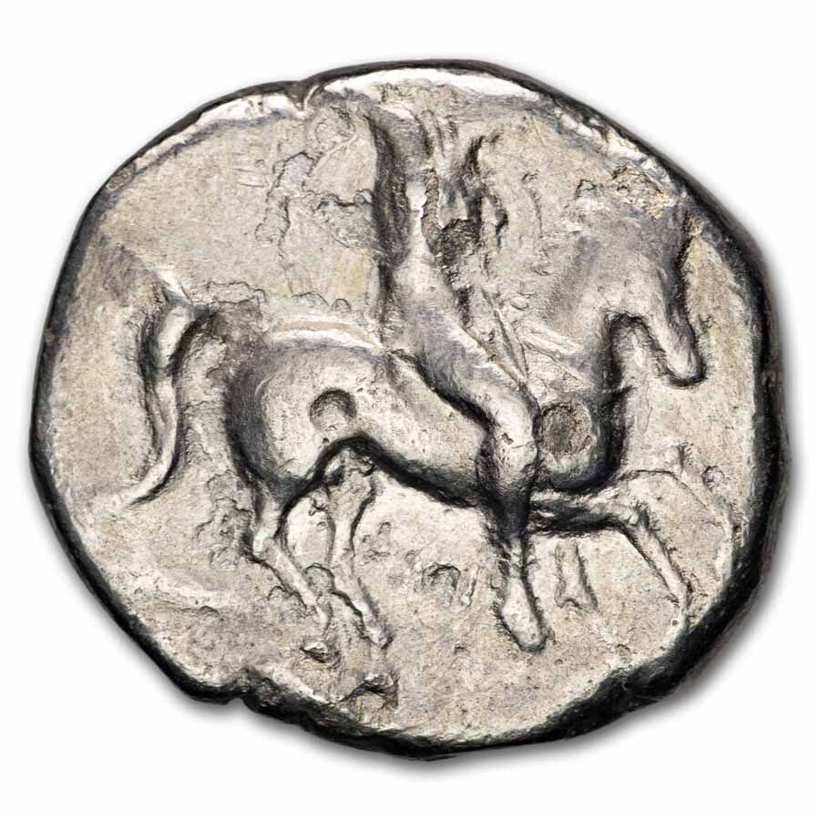 Calabria Tarentum AR Stater Rider (334-330 BC) Ch XF (Vlasto-583)