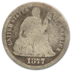 1877-CC Liberty Seated Dime AG