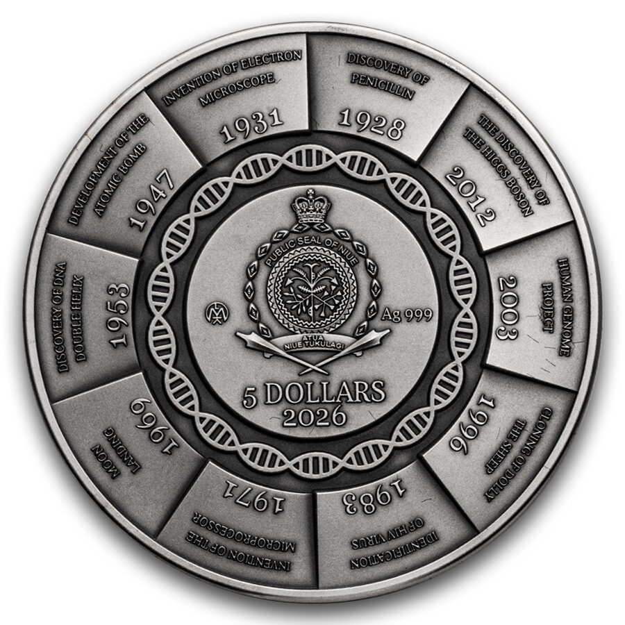 2026 Niue 2 oz Silver 100 Years of Science (w/ Box & COA)