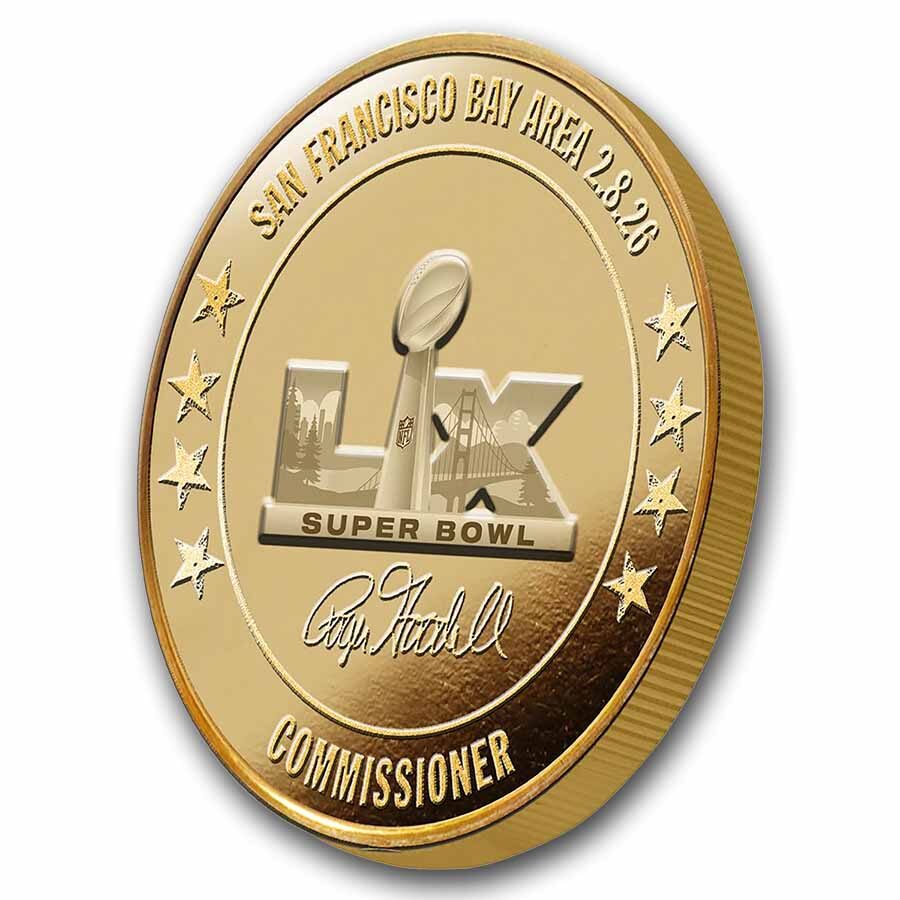Super Bowl LX Official Gold Plated Coin - Seahawks vs Patriots