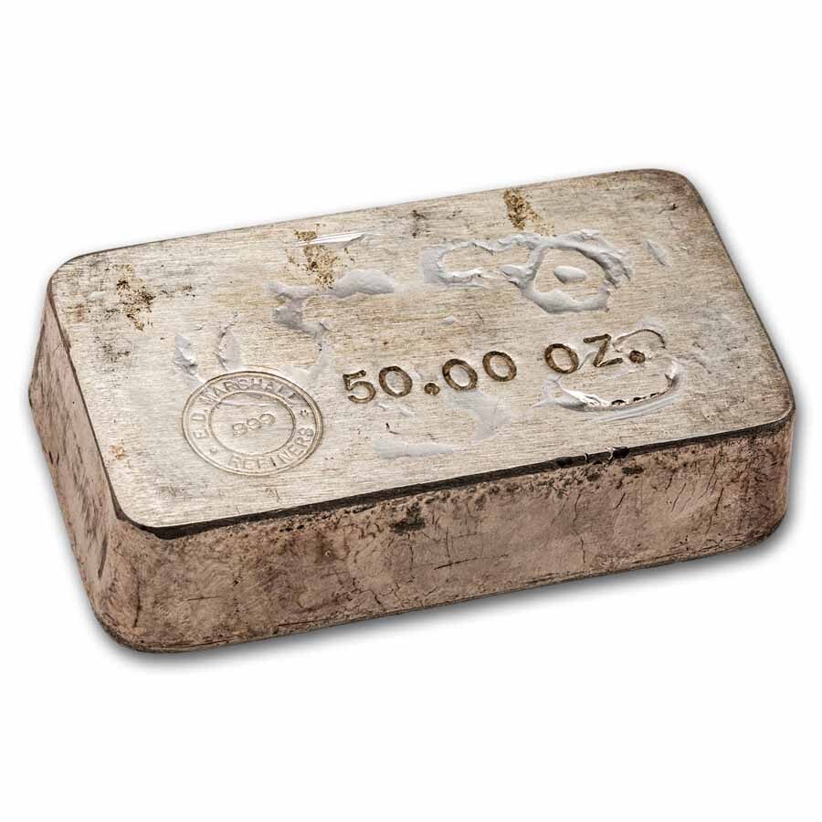 50 oz Silver Bar - E.D. Marshall Refiners