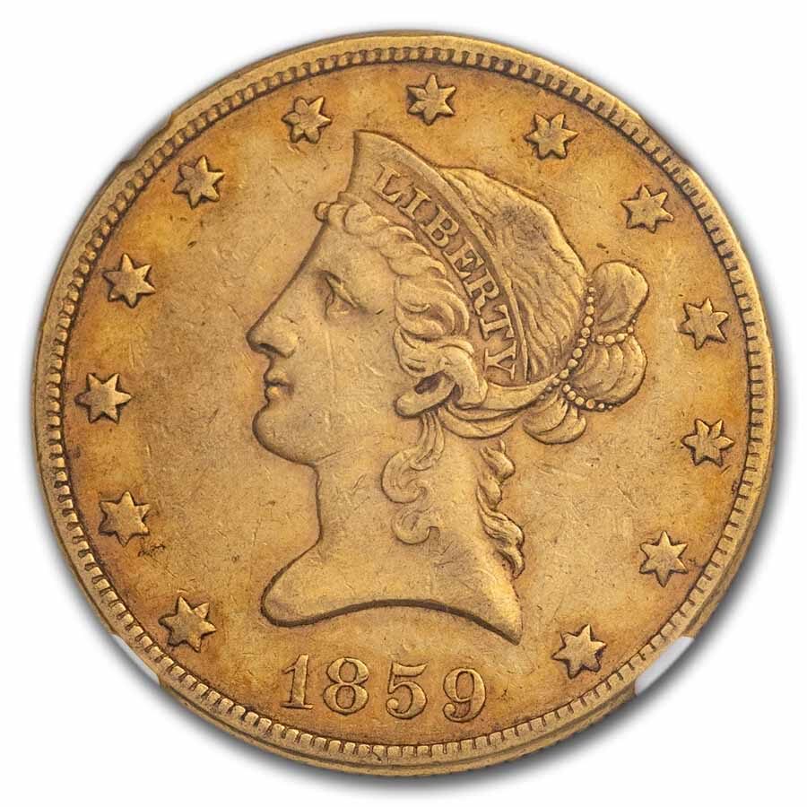 1859 $10 Liberty Gold Eagle AU-50 NGC