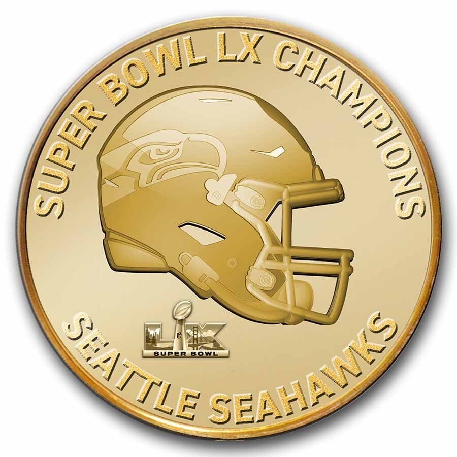 Super Bowl LX Official Gold Plated Champ Coin: Seattle Seahawks