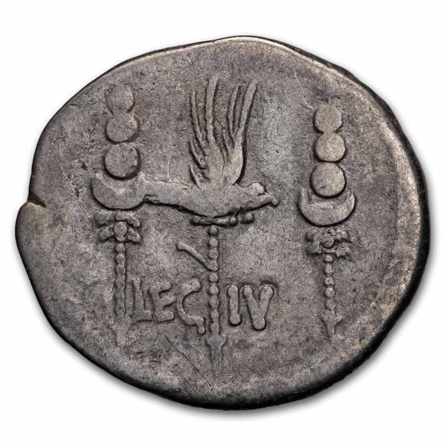 Roman Silver Denarius Marc Antony Legion IV (32-31 BC) VF