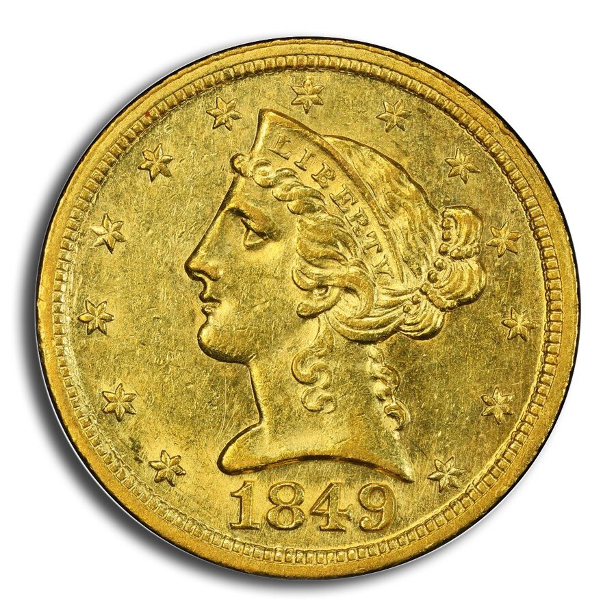 1849-D $5 Liberty Gold Half Eagle MS-61 PCGS