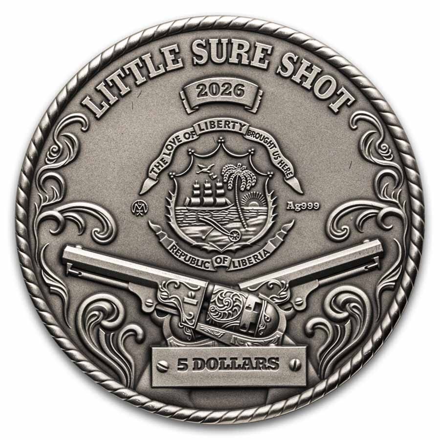 2026 Liberia 2 oz Silver Little Sure Shot: Annie Oakley