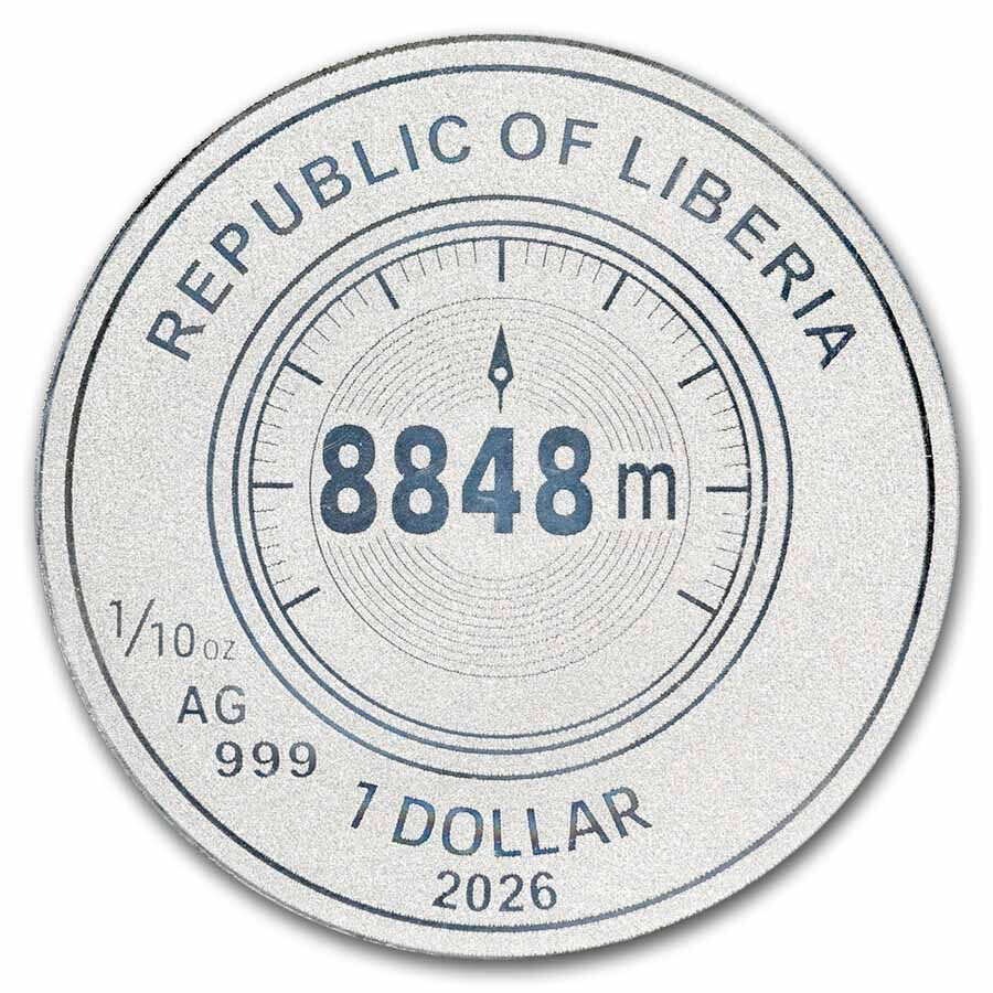 2026 Liberia 1/10 oz Silver Mount Everest