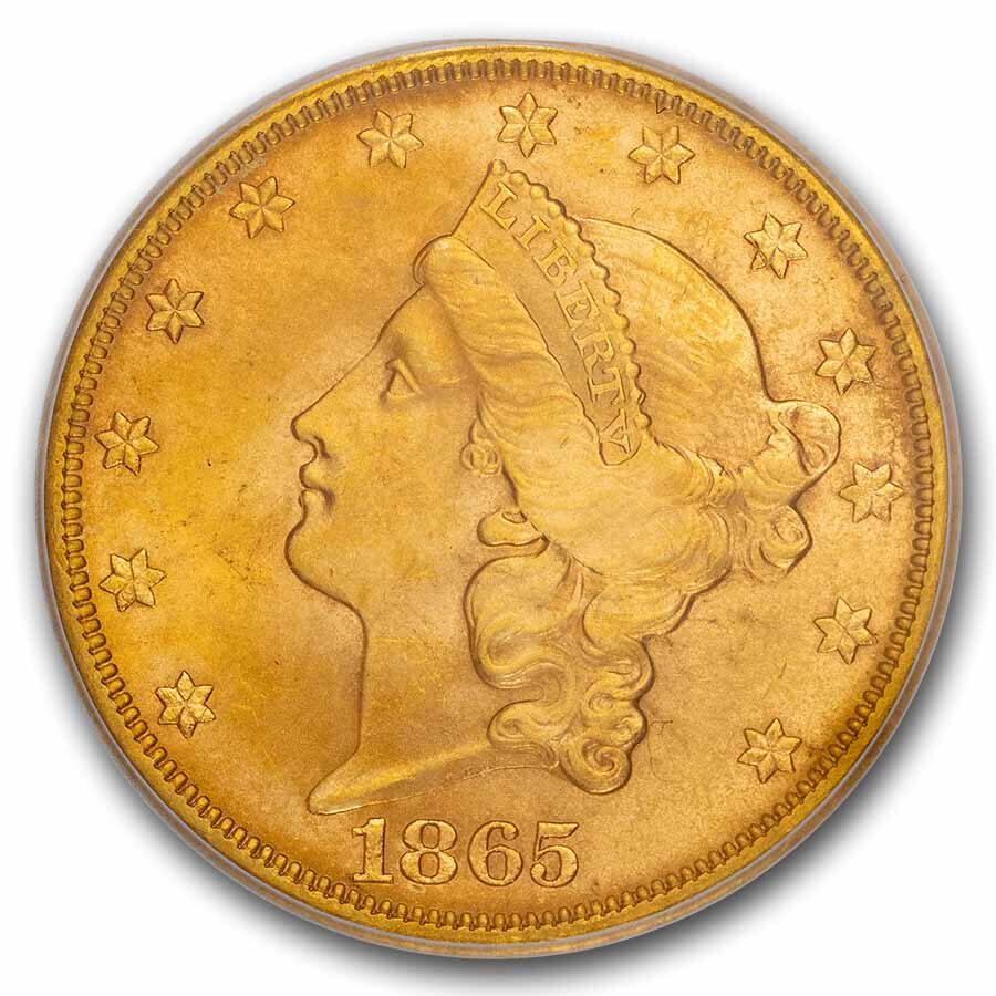 1865-S $20 Liberty Gold Double Eagle MS-65 ICG (Brother Jonathan)