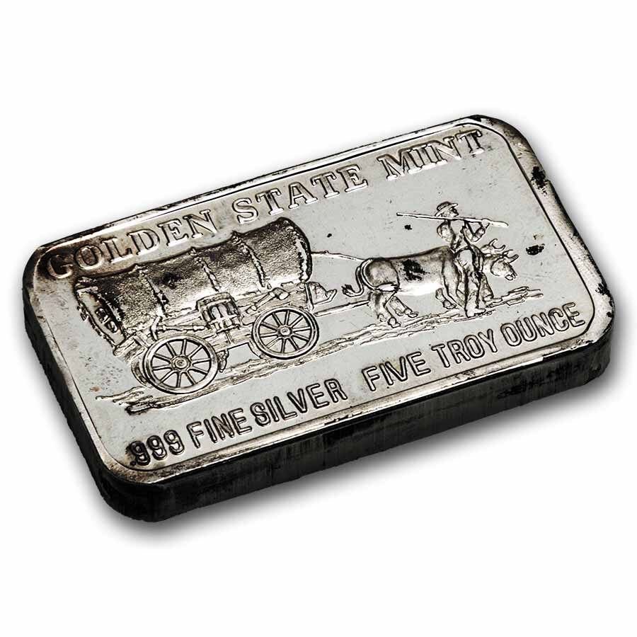 5 oz Silver Bar - Vintage Golden State Mint