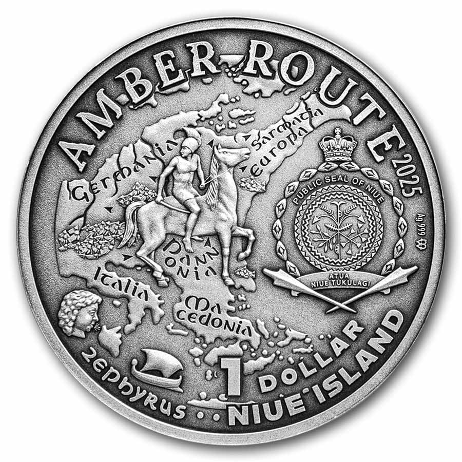 2025 Niue Silver Antique Amber Route: Slovenia (w/ Box & COA)