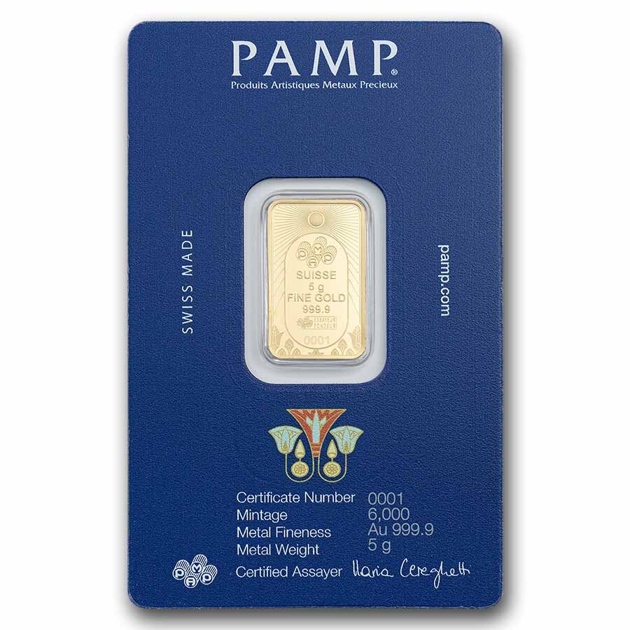 5 gram Gold Bar - PAMP Suisse (Lucky Scarab)