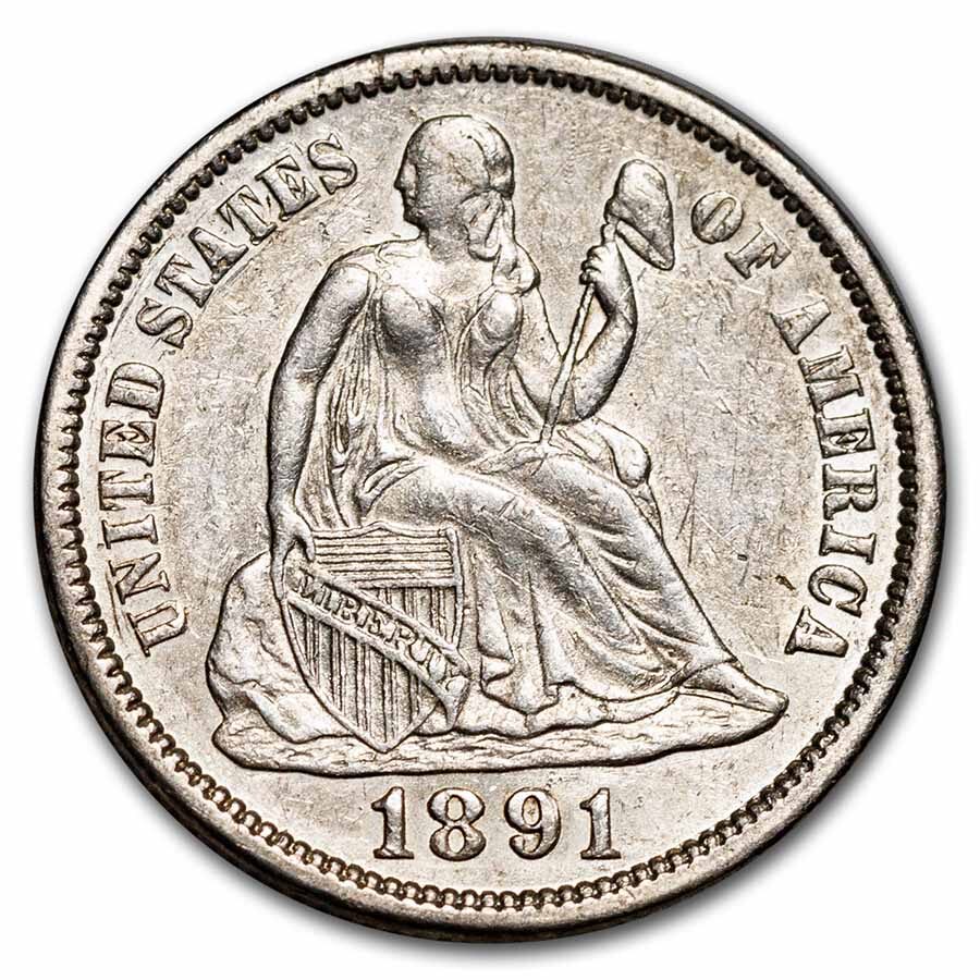 1891 Liberty Seated Dime AU