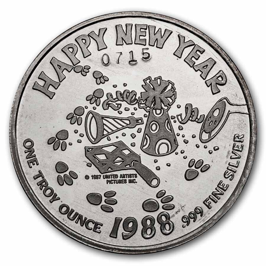 1 oz Silver Round - Pink Panther (1987 Merry Christmas)