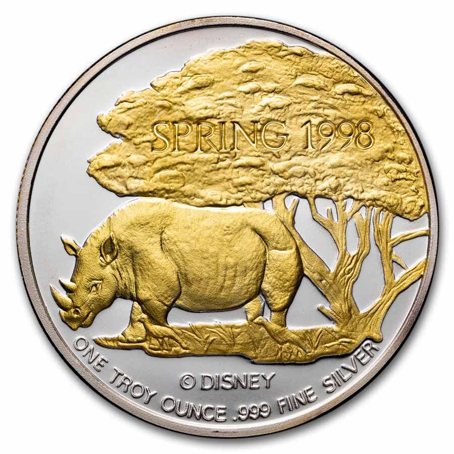 1998 1 oz Silver Round - Disney's Animal Kingdom (Gilded)