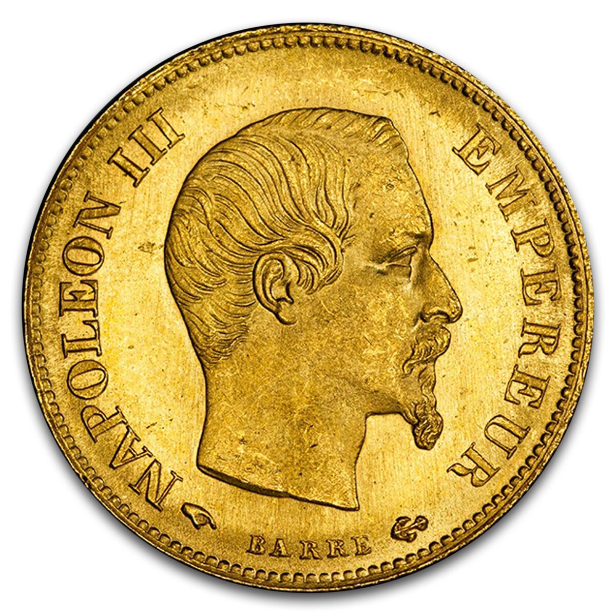 1860-A France Gold 10 Francs Napoleon III MS-65 PCGS