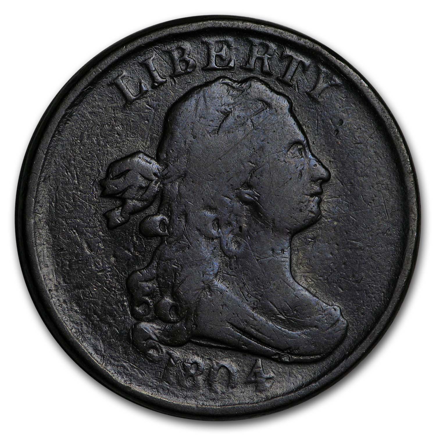 1804 Half Cent Plain 4 Stemless Fine