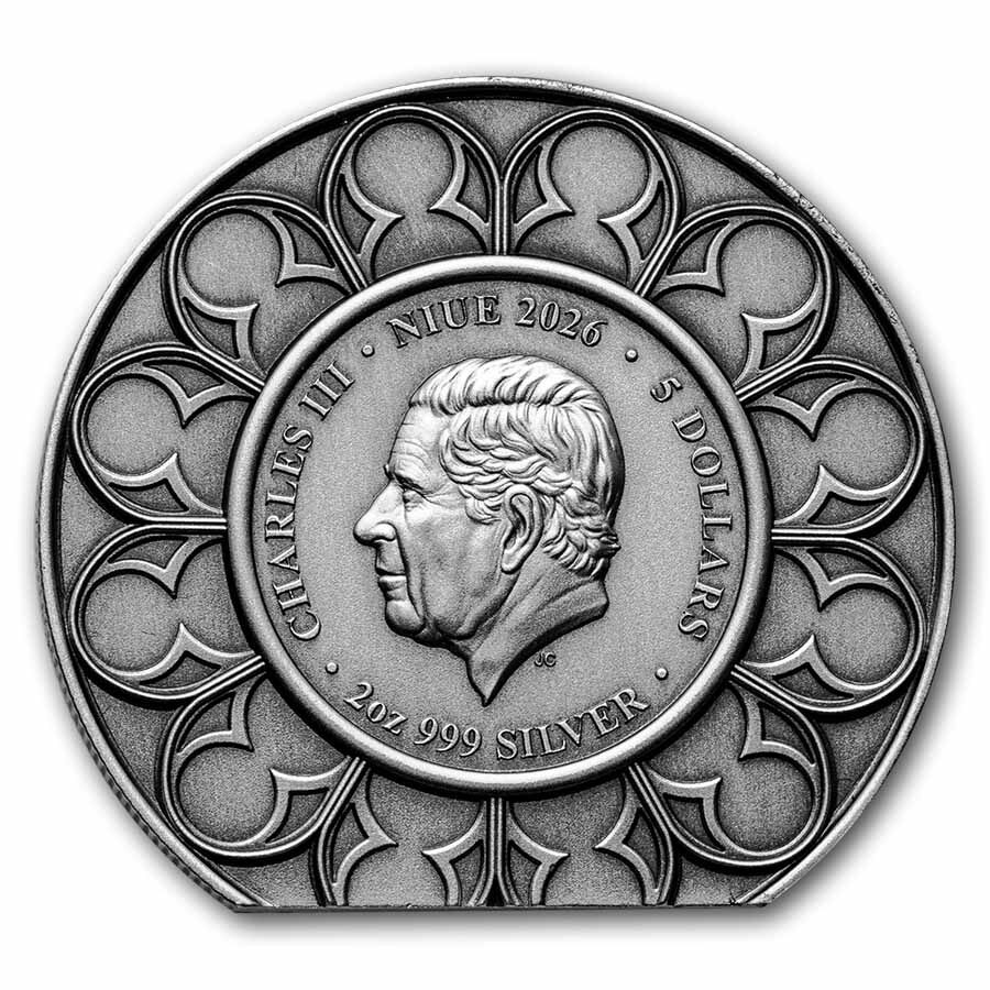 2026 Niue 2 oz Silver Antique St. Edward's Crown Shaped Coin
