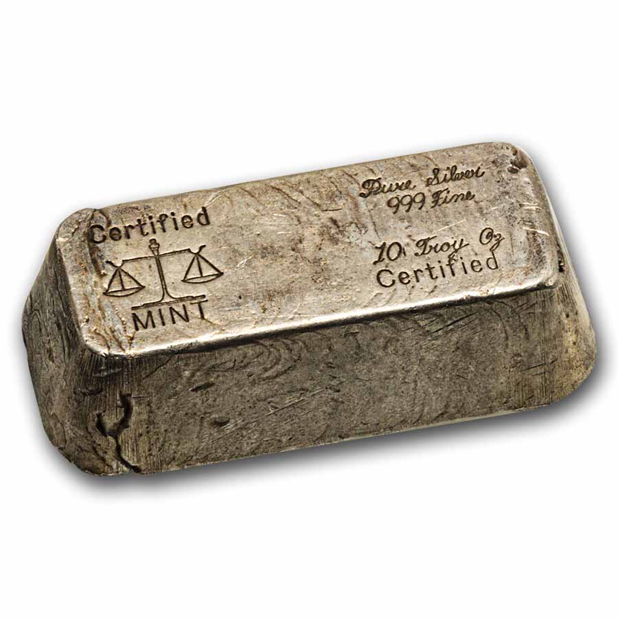 10 oz Silver Bar - Vintage Certified Mint